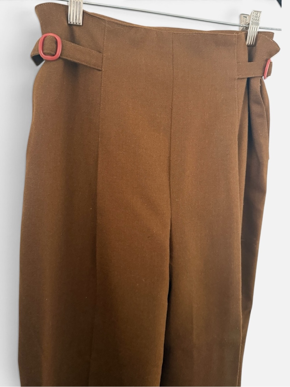 Dior Brown Wide-Leg Trousers with Side Buckle Detail - Picture 3 of 9